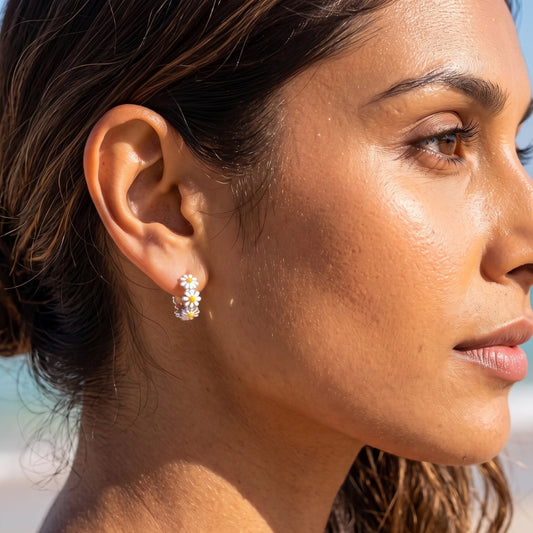 Dainty Daisy Hoops | Earrings