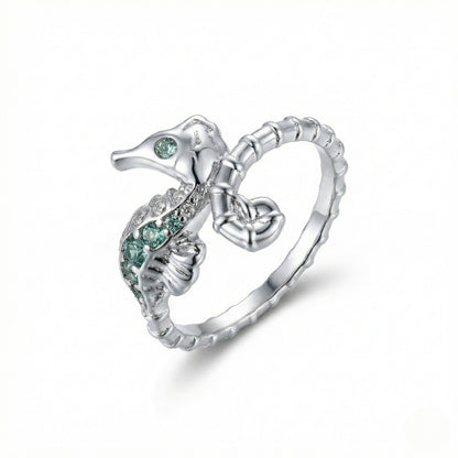 Dainty Sterling Silver Seahorse | Ring
