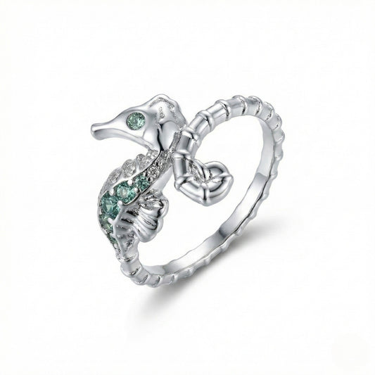 Dainty Sterling Silver Seahorse | Ring