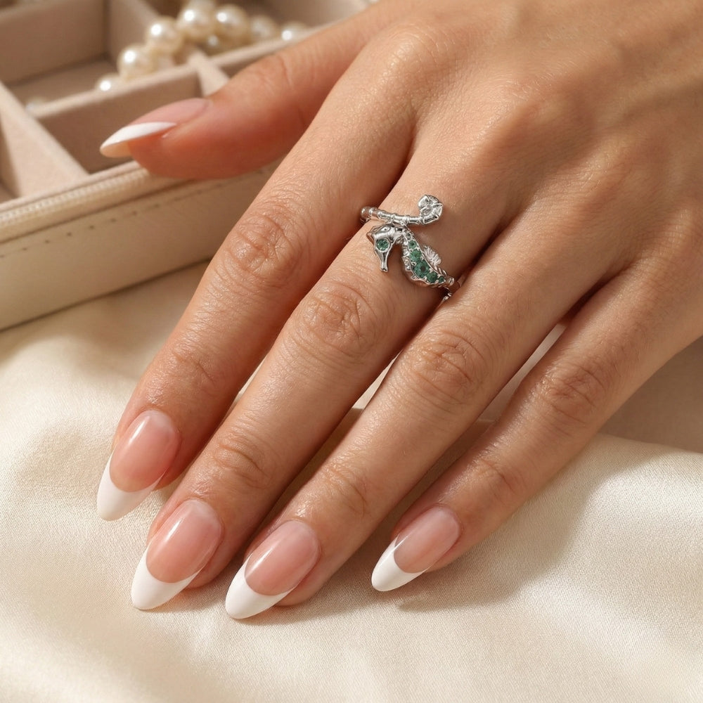 Dainty Sterling Silver Seahorse | Ring