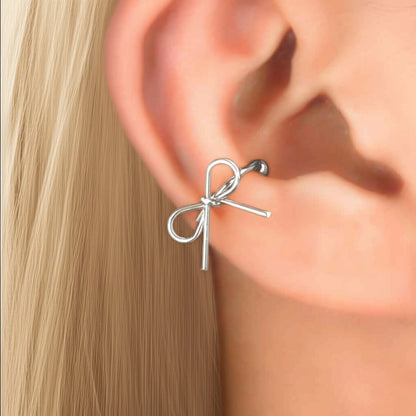 Dainty Bow Ear Cuff (Silver)