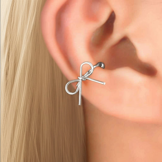 Dainty Bow Ear Cuff (Silver)