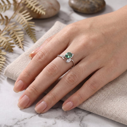 Emerald Rhinestone Leaf [Size 9] | Ring