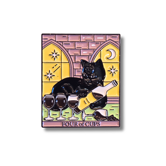 "Four of Cups" Cat Tarot Card | Collectible Pin