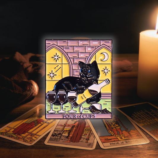 "Four of Cups" Cat Tarot Card | Collectible Pin