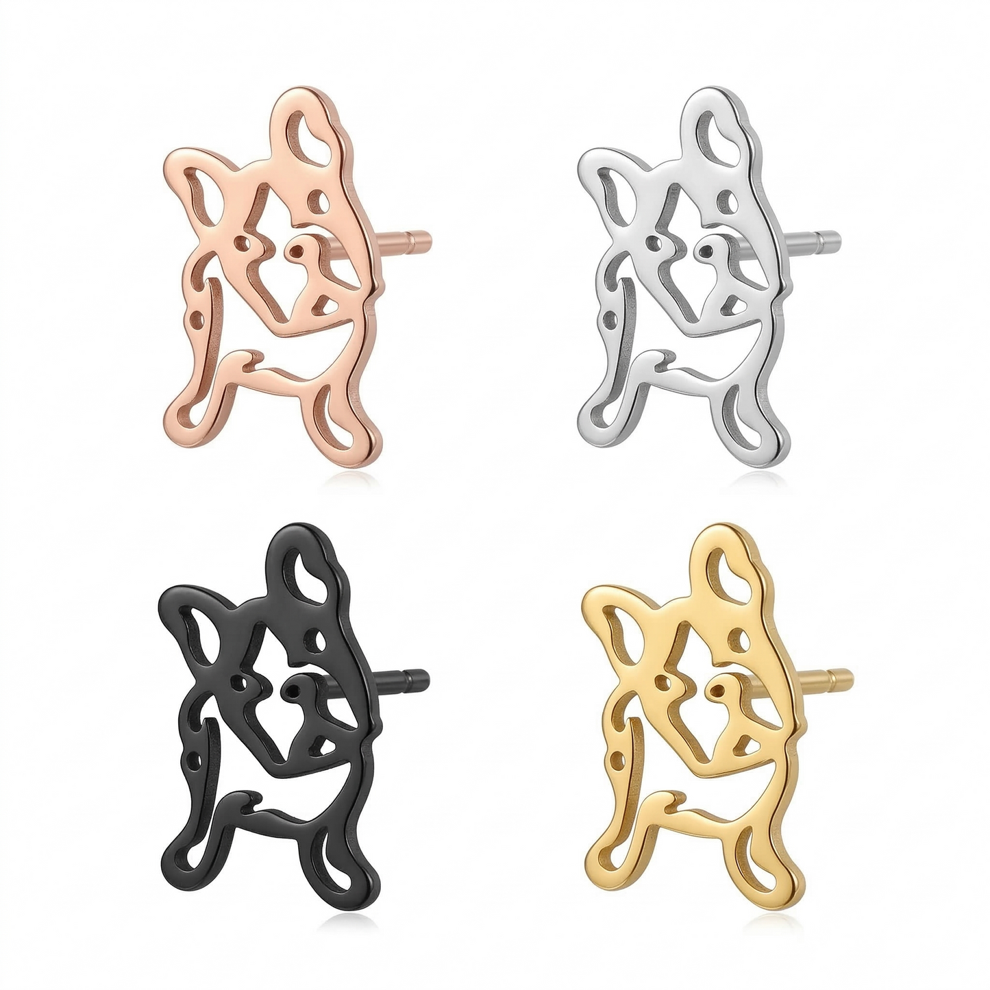 French Bulldog Silhouette Studs | Earrings