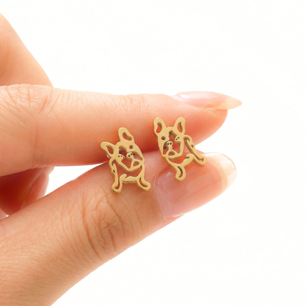 French Bulldog Silhouette Studs | Earrings