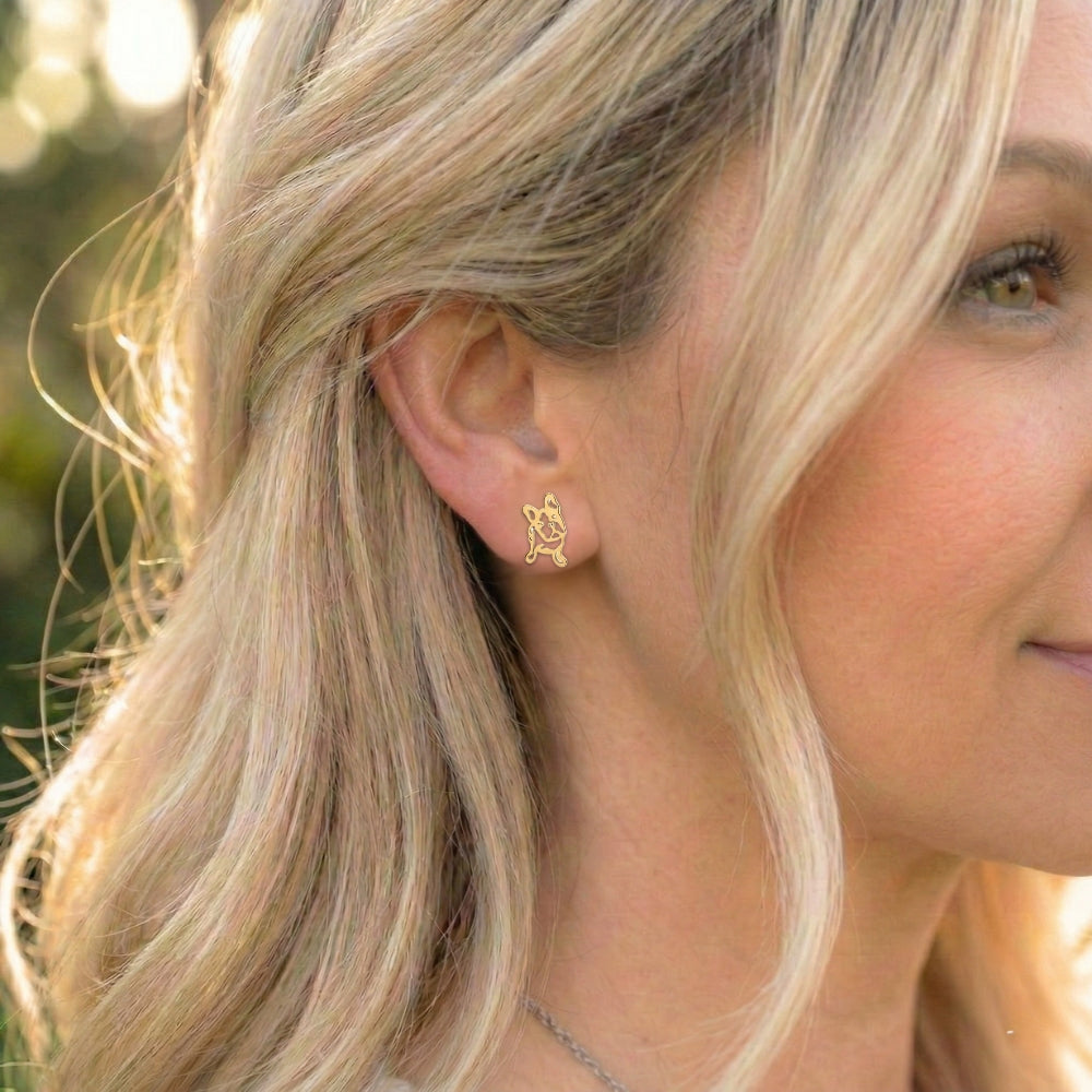 French Bulldog Silhouette Studs | Earrings