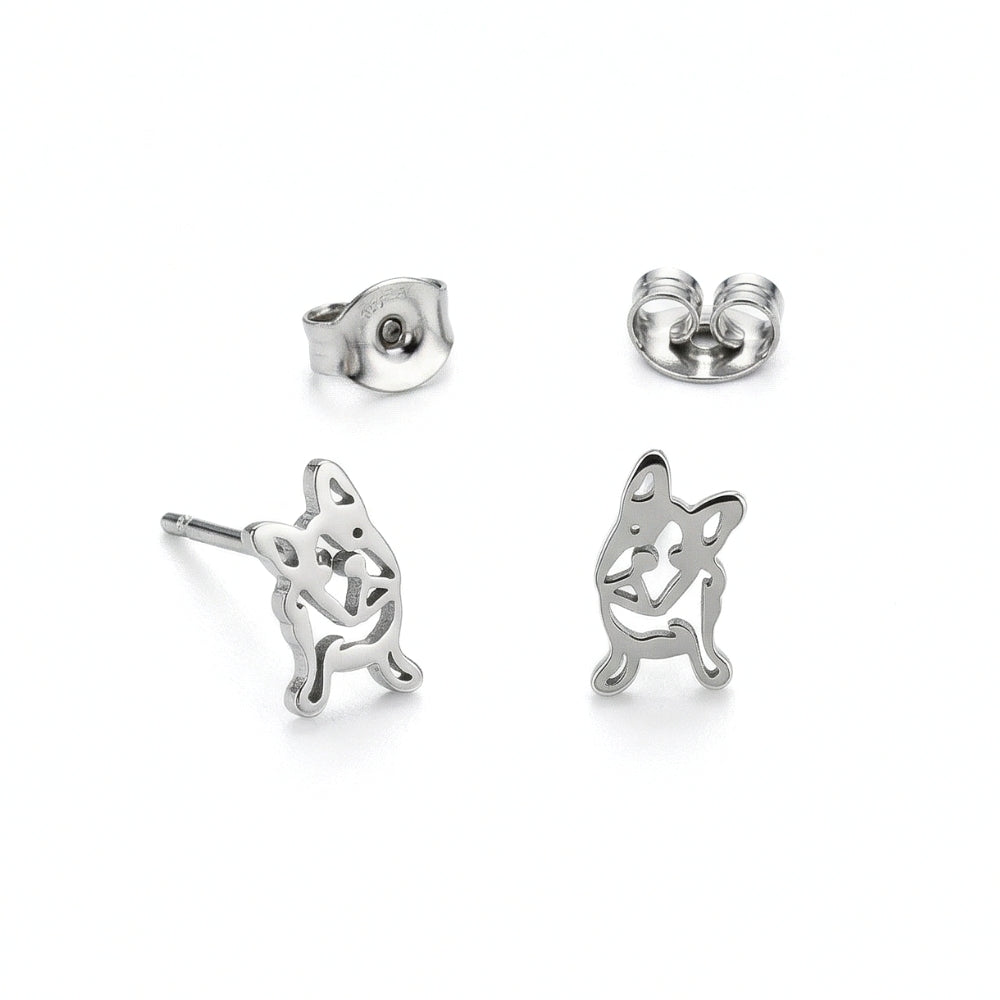 French Bulldog Silhouette Studs | Earrings