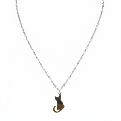 Cat Silhouette Necklace (Silver)