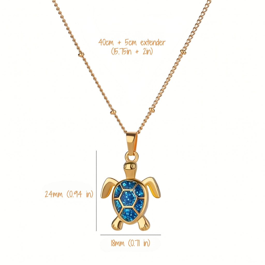 Golden Blue Sea Turtle | Necklace
