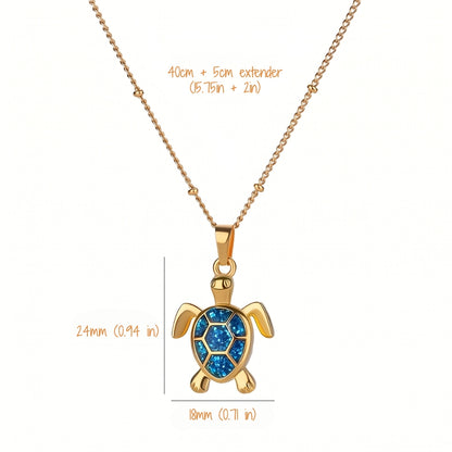 Golden Blue Sea Turtle | Necklace