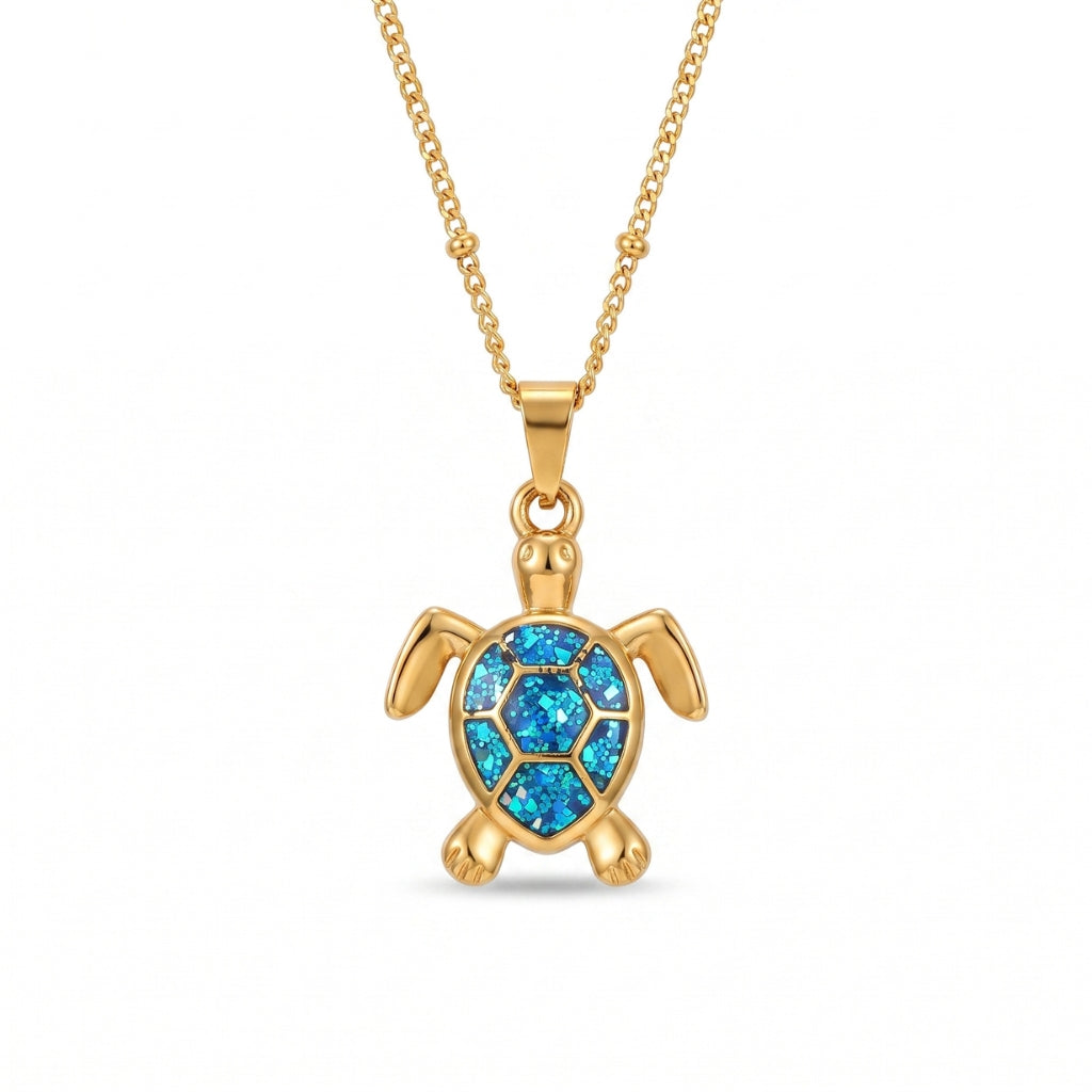Golden Blue Sea Turtle | Necklace