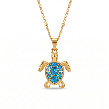 Golden Blue Sea Turtle | Necklace