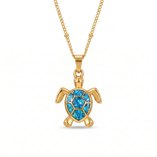 Golden Blue Sea Turtle | Necklace
