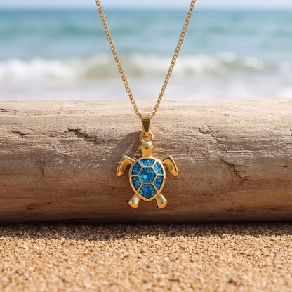 Golden Blue Sea Turtle | Necklace