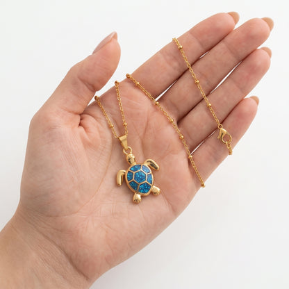 Golden Blue Sea Turtle | Necklace