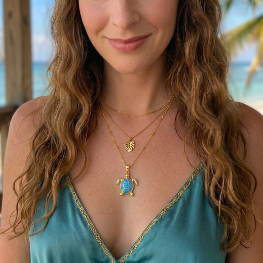 Golden Blue Sea Turtle | Necklace