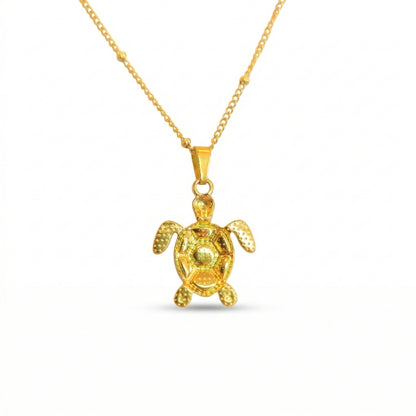 Golden Bohemian Blue Turtle | Necklace