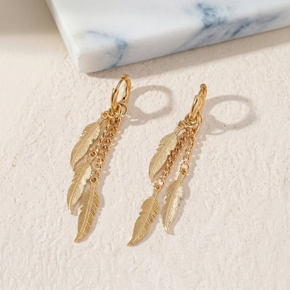 Golden Bohemian Feathers | Earrings