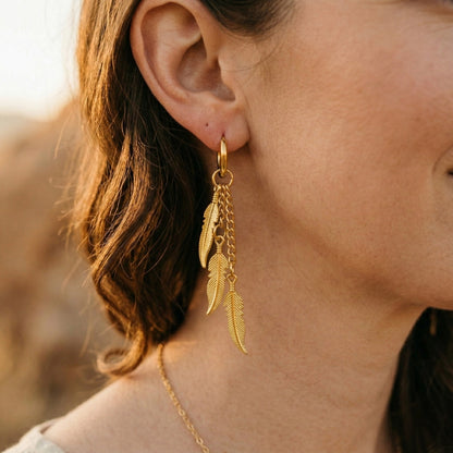 Golden Bohemian Feathers | Earrings