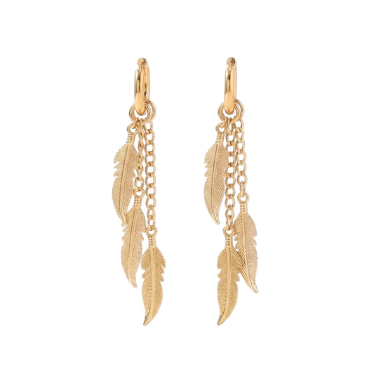 Golden Bohemian Feathers | Earrings