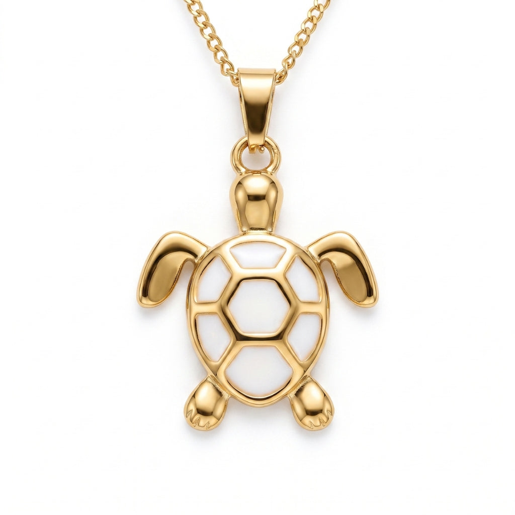 Golden Bohemian White Turtle | Necklace