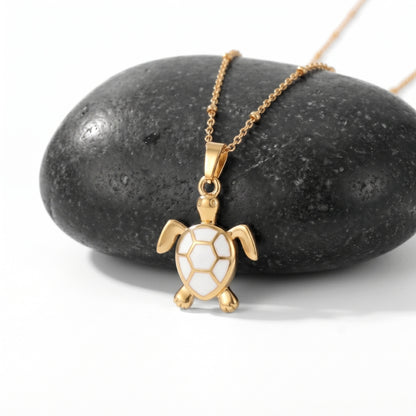 Golden Bohemian White Turtle | Necklace