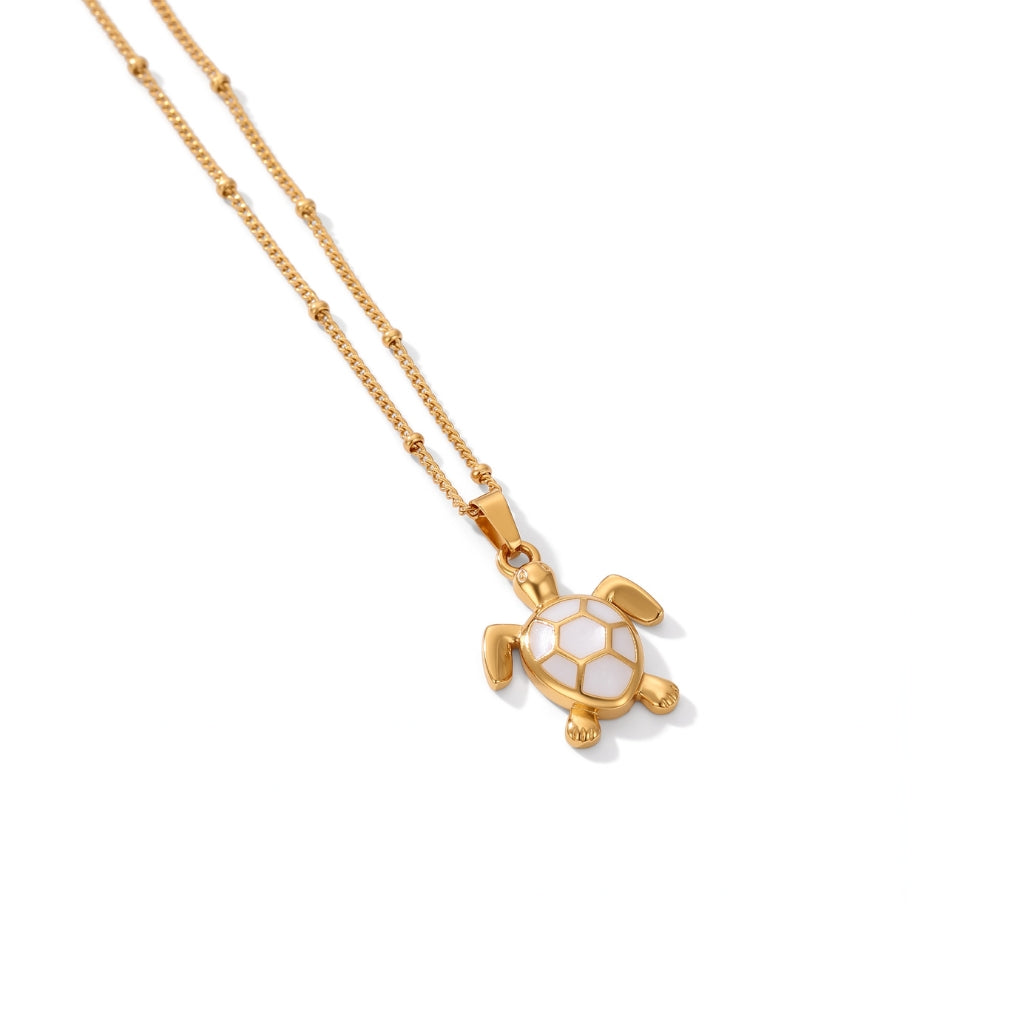 Golden Bohemian White Turtle | Necklace