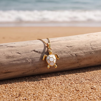 Golden Bohemian White Turtle | Necklace
