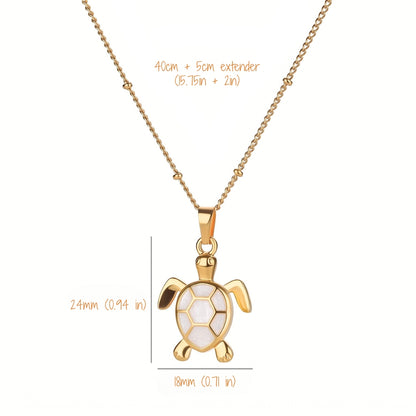 Golden Bohemian White Turtle | Necklace