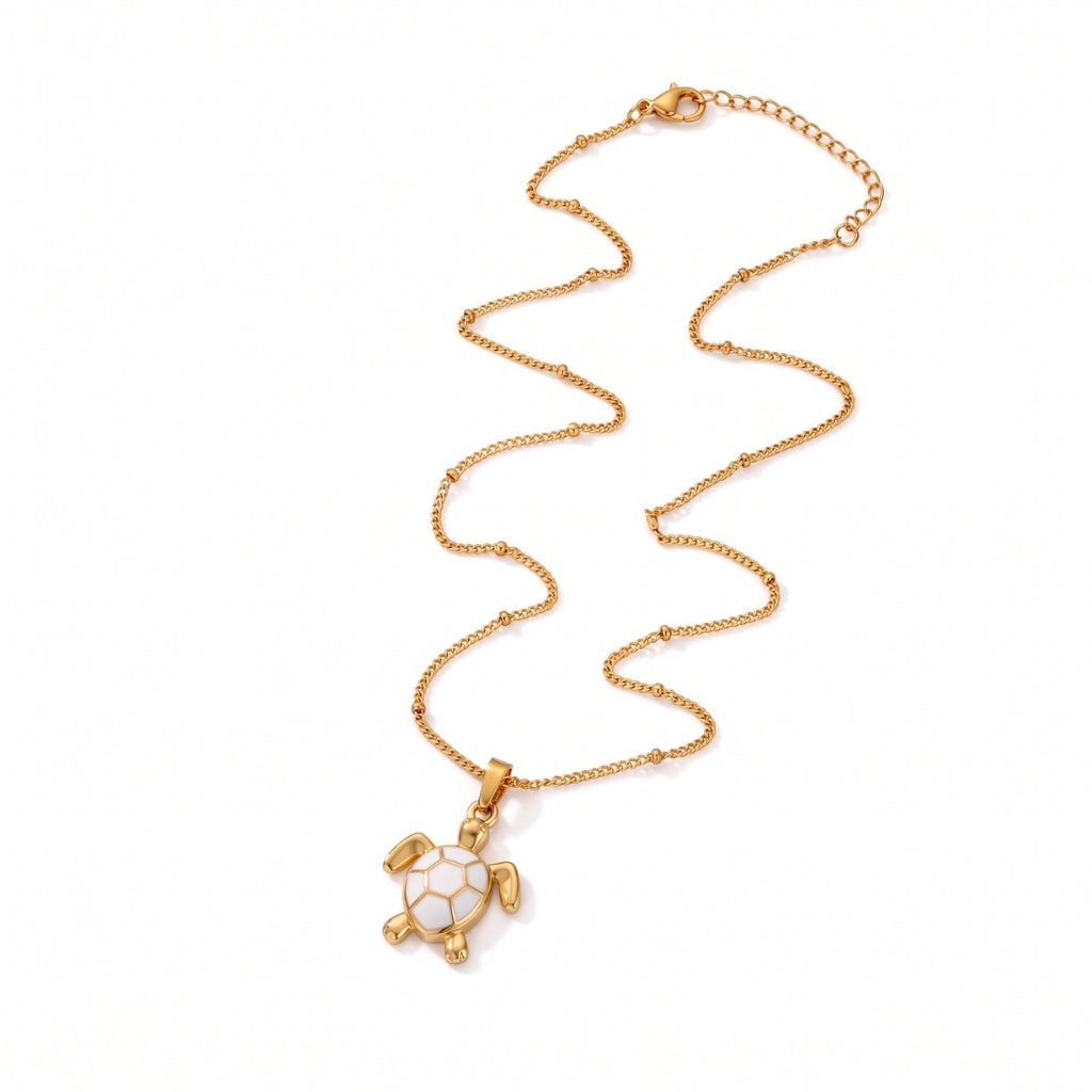 Golden Bohemian White Turtle | Necklace