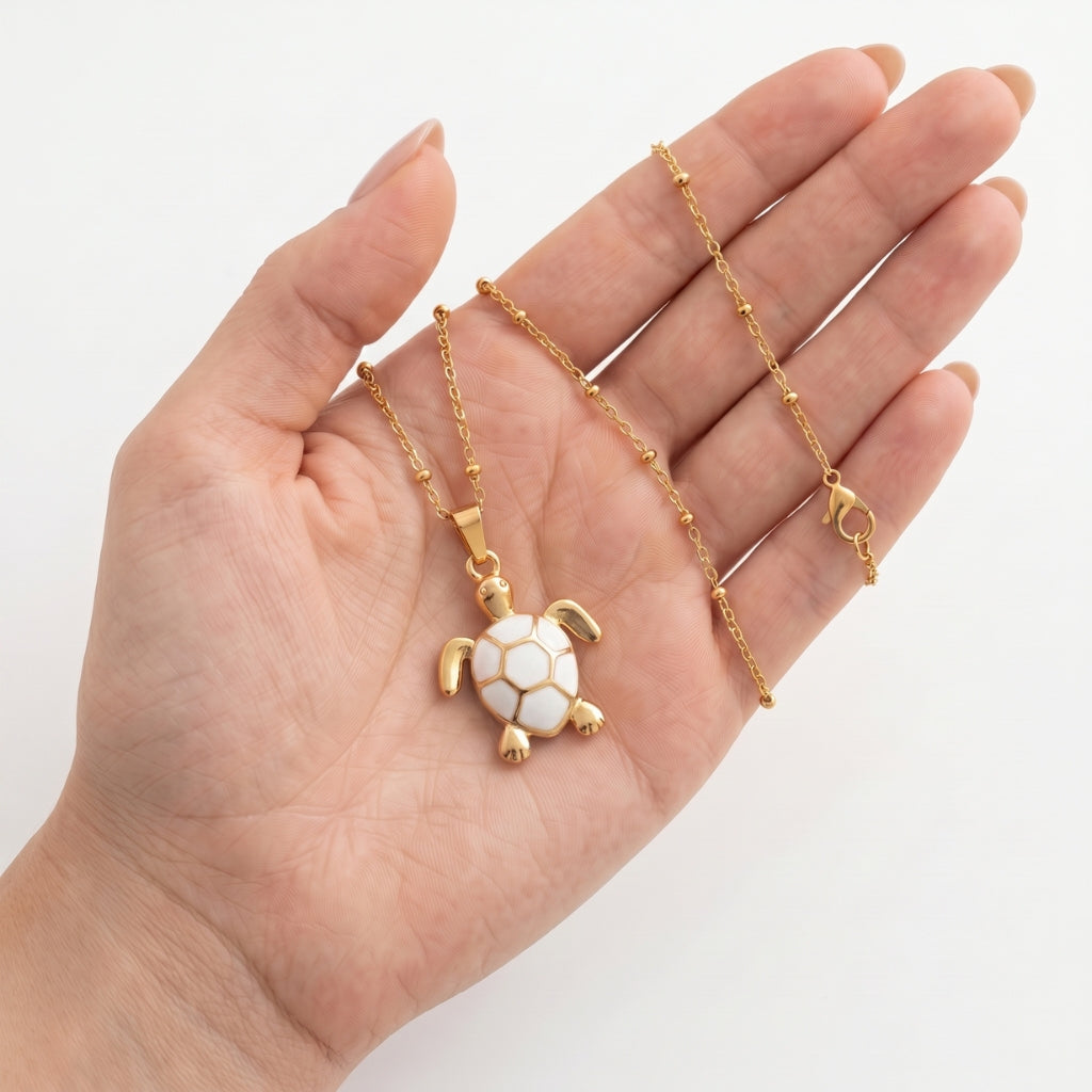 Golden Bohemian White Turtle | Necklace