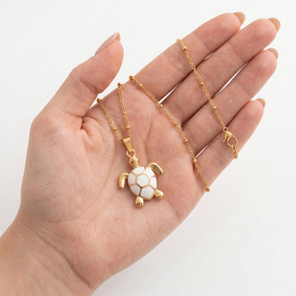 Golden Bohemian White Turtle | Necklace