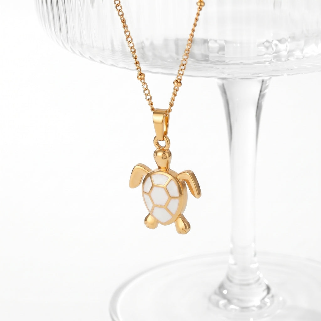 Golden Bohemian White Turtle | Necklace