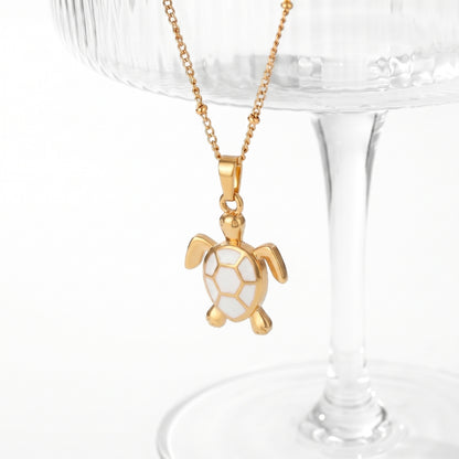 Golden Bohemian White Turtle | Necklace