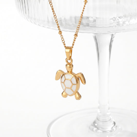 Golden Bohemian White Turtle | Necklace