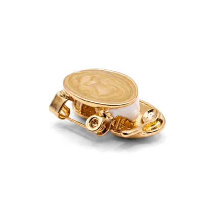 Golden Latte in a White Cup | Brooch