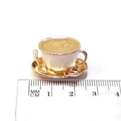 Golden Latte in a White Cup | Brooch