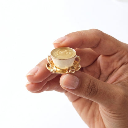 Golden Latte in a White Cup | Brooch