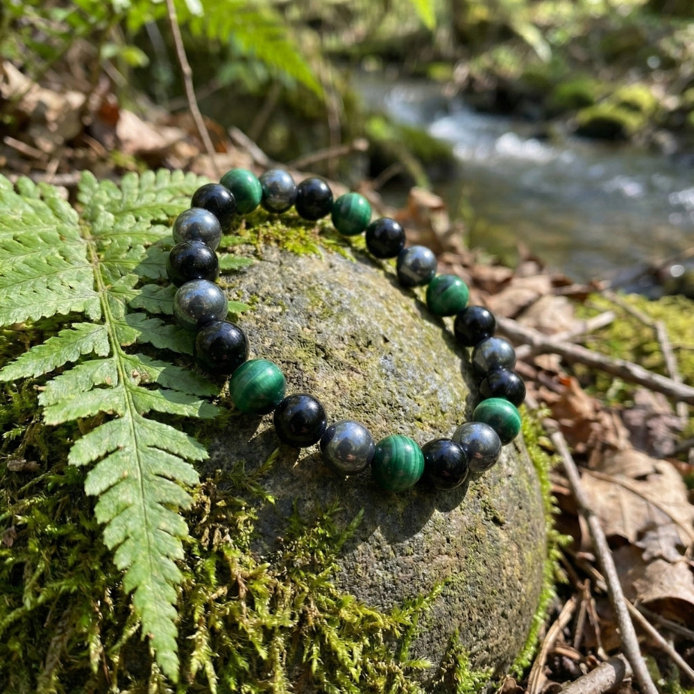 Green Tiger's Eye, Hematite & Black Obsidian | Bracelet