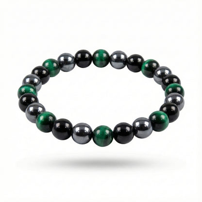 Green Tiger's Eye, Hematite & Black Obsidian | Bracelet