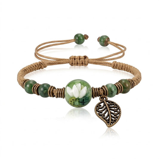 Handmade Ceramic & Green Stone | Bracelet