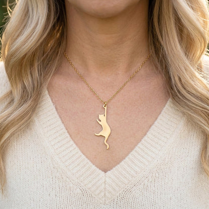 Pendentif chat « Accroche-toi » | Collier