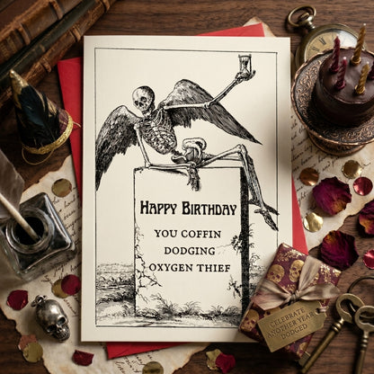 Happy Birthday You Coffin-Dodging Oxygen Thief | Greeting Card