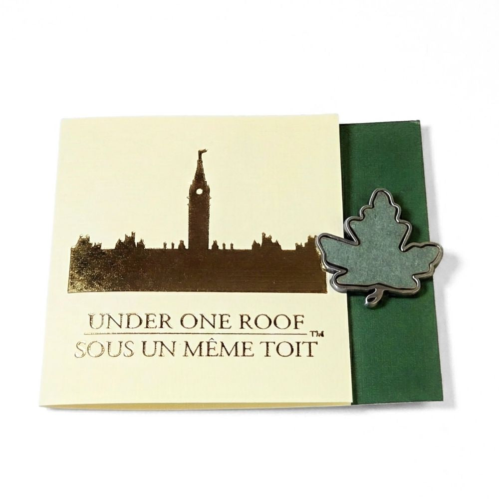 Broche en cuivre en forme de feuille d'érable du Parlement historique | Épingle de collection