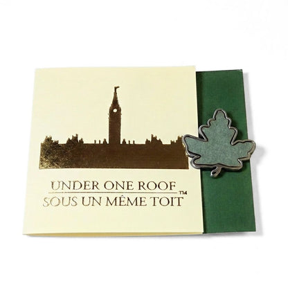 Broche en cuivre en forme de feuille d'érable du Parlement historique | Épingle de collection