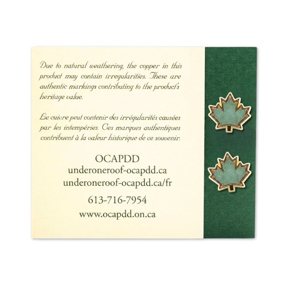 Historic Parliament Roof Copper Maple Leaf Studs | Earrings