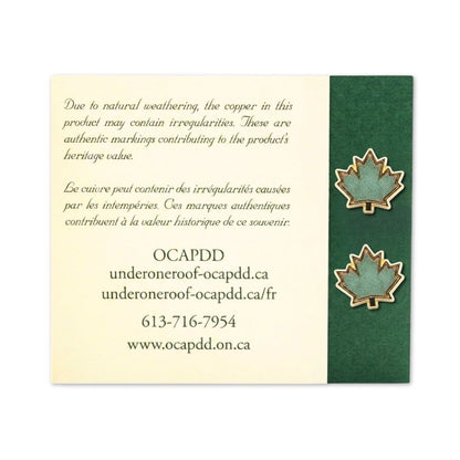 Historic Parliament Roof Copper Maple Leaf Studs | Earrings