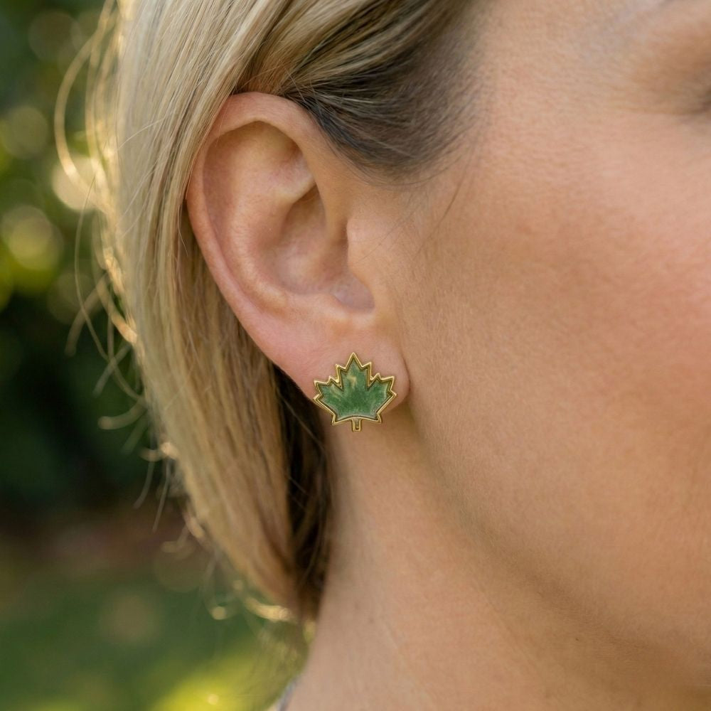 Historic Parliament Roof Copper Maple Leaf Studs | Earrings